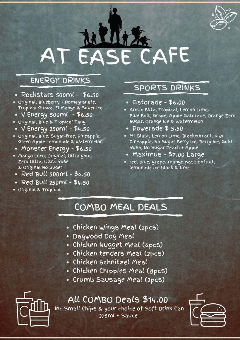 Welcome to the At Ease Cafe Menu