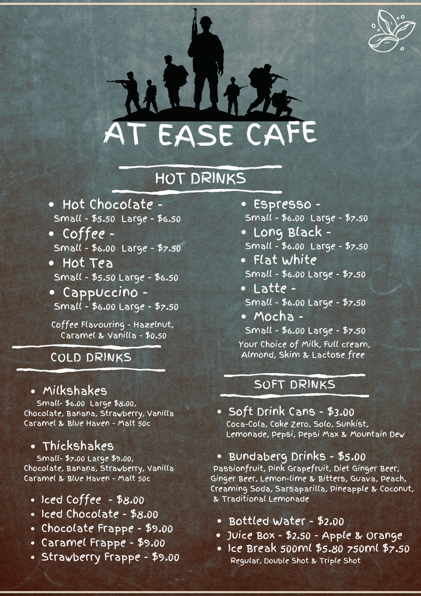 Welcome to the At Ease Cafe Menu