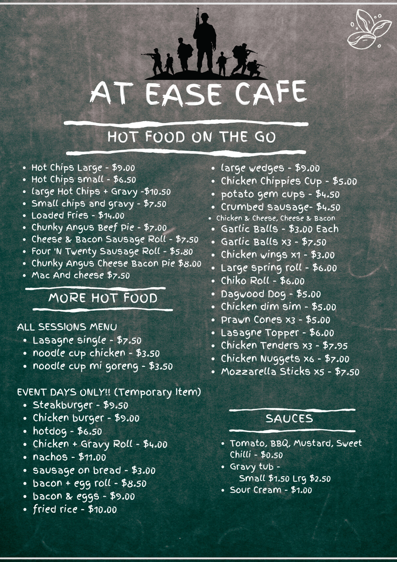 Welcome to the At Ease Cafe Menu